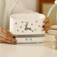 LED Flame Mist Humidifier, 300ml Water Tank, Reindeer-Inspired Decorative Design, 6.5W Compact Air Humidifier for Home & Office