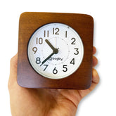 Silent Analog Alarm Clock with Natural Wooden Large Face, Night Light, Snooze, Minimalist Quiet for Bedroom Desk