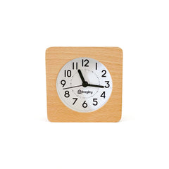 Analog Alarm Clock, Silent, Real Wood, Snooze, Large Numbered Dial, Night Light, Gentle Alarm