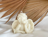 Angel Cherub Candle, Organic Soy Wax Sculptural Decor, 9x8cm