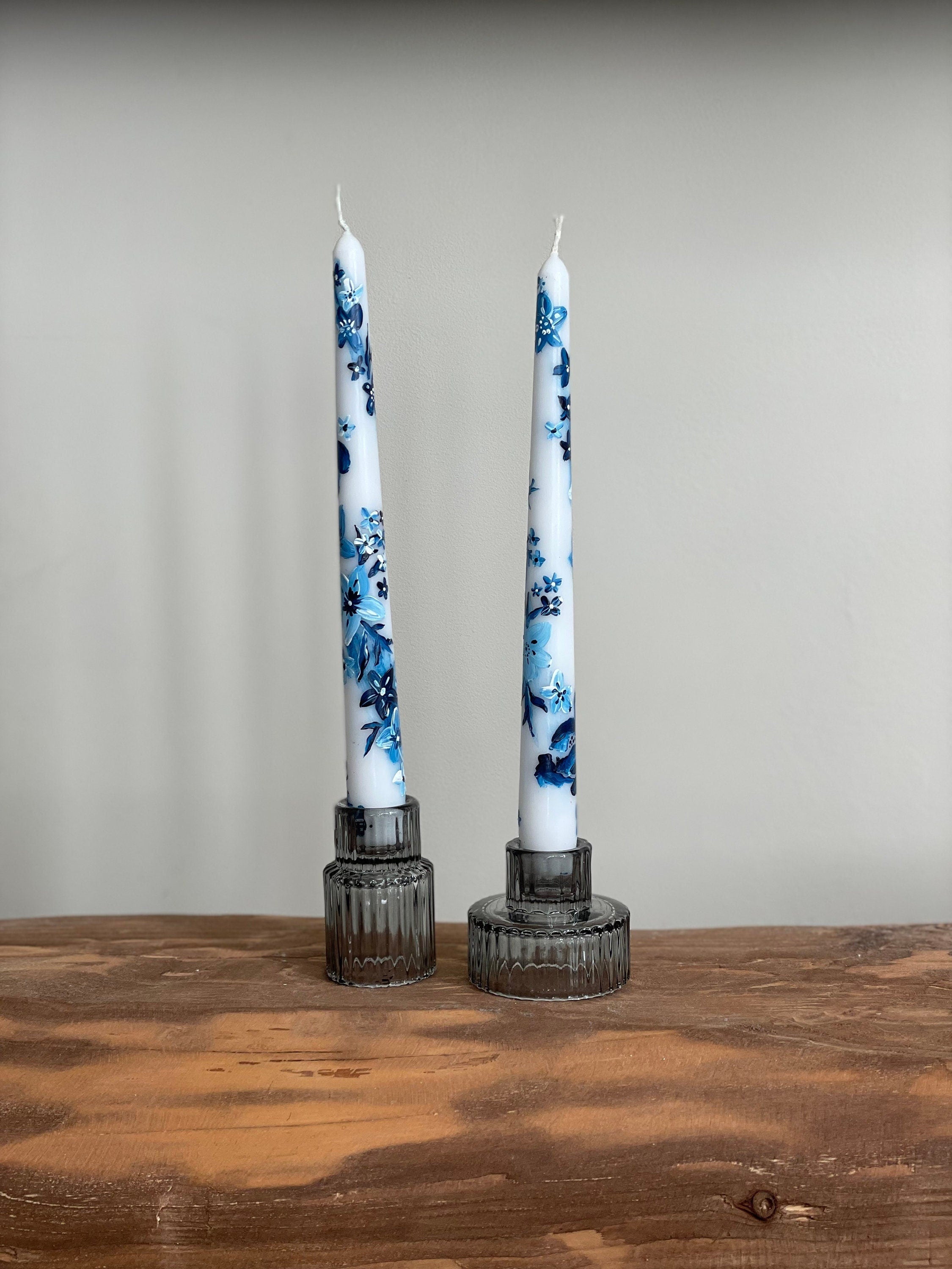 Chinoiserie Blue & White Hand Painted Candles