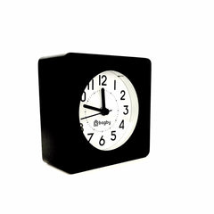 Black Analog Alarm Clock, Silent, Real Wood, Snooze, Large Numbered Dial, Night Light