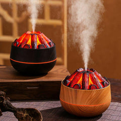 Charcoal Fire Aroma Diffuser, 300ML Cool Mist Humidifier with LED Night Light, Mini Desktop Aromatherapy Diffuser