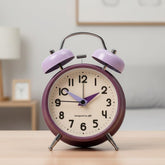 Silent Metal Kids Alarm Clock, Loud Ringer Bedside Clock, Non-Ticking Bedroom Alarm, Battery Operated Desk Clock