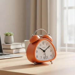 Retro Double Bell Alarm Clock, Silent Analog Metal Desk Clock with Night Light, Vintage Home Office Table Decor, Classic Desktop Timepiece