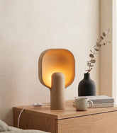 Minimalist Sculptural Table Lamp | Modern Ambient Desk Light | Matte Bedside Nightstand Lamp | Geometric Aesthetic Decor