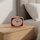 Nordic Retro Glow-in-the-Dark Alarm Clock, Silent Battery Operated, Desk Bedside Table Home Office Decor Timepiece