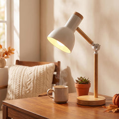 Adjustable Wooden Desk Lamp: Nordic Style, Warm Light Reading Light