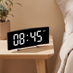 LED Digital Alarm Clock, Mirror Desk Clock, Temperature Display, Adjustable Brightness, 12/24 Hour