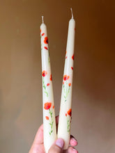 Hand-Painted California Poppy Taper Candles - Set of 2