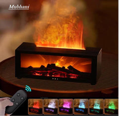 Simulation Fireplace Flame Humidifier with Remote Control, Colorful LED Light, Timer, Silent Aromatherapy Diffuser