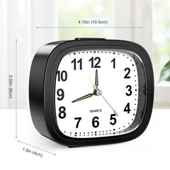 Silent Non Ticking Analog Alarm Clock with Snooze and Night Light, Battery Powered