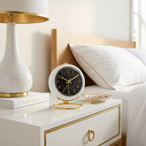 Silent 3.5 Inch Analog Alarm Clock with Night Light, Metal Desk Clock