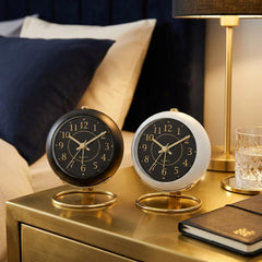 Silent 3.5 Inch Analog Alarm Clock with Night Light, Metal Desk Clock
