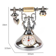 Retro Telephone Alarm Clock, Vintage Style Decorative Desk Clock, Tabletop Timepiece for Bedroom Office Nightstand Shelf Home Decor