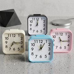 Silent Non Ticking Alarm Clock with Night Light, Battery Powered Square Bedside Clock, Large Number Travel Clock for Bedroom Desk Dorm