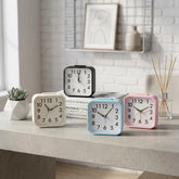 Silent Non Ticking Alarm Clock with Night Light, Battery Powered Square Bedside Clock, Large Number Travel Clock for Bedroom Desk Dorm