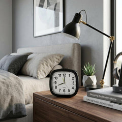 Silent Non Ticking Analog Alarm Clock with Snooze and Night Light, Battery Powered