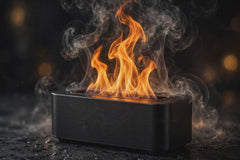 Fireplace Flame Humidifier, 3D Flame Effect Aroma Diffuser with Remote, 7 Color LED Night Light, Silent Cool Mist for Bedroom Office