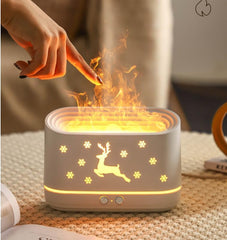 LED Flame Mist Humidifier, 300ml Water Tank, Reindeer-Inspired Decorative Design, 6.5W Compact Air Humidifier for Home & Office