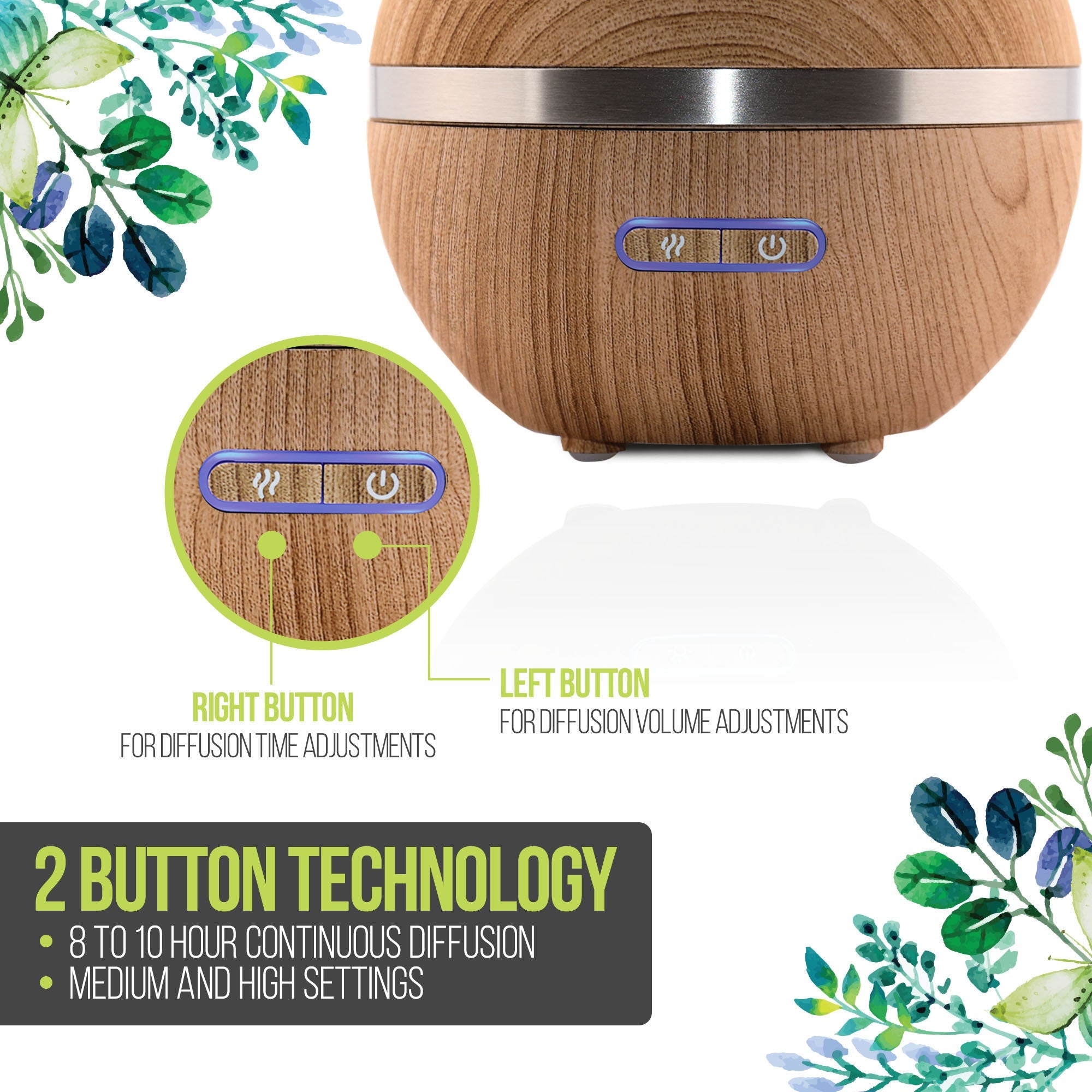 Wood-Like Finish Ultrasonic Aromatherapy Essential Oil Diffuser & Humidifier with Auto Shut-Off and Timer