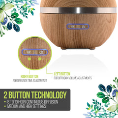 Wood-Like Finish Ultrasonic Aromatherapy Essential Oil Diffuser & Humidifier with Auto Shut-Off and Timer