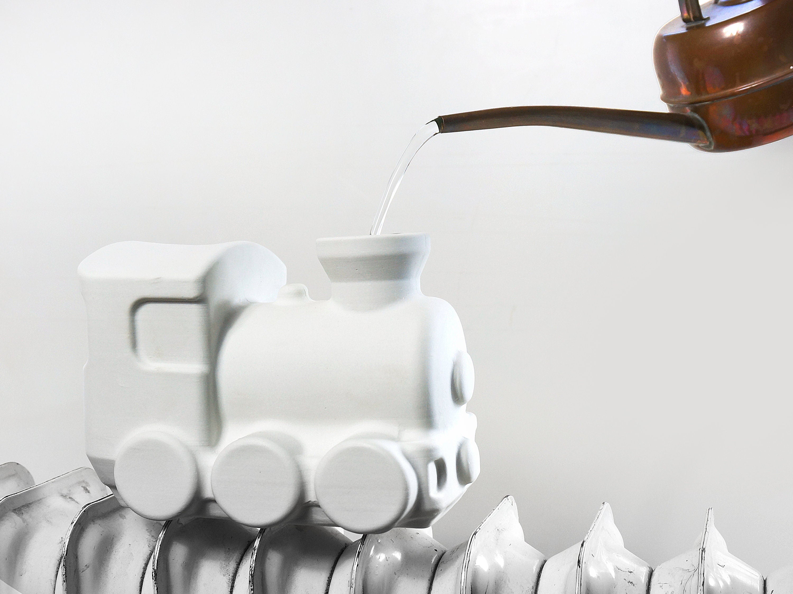 Steamy Train Humidifier - Matte White Porcelain Train - Radiator Decoration and Moisturizer