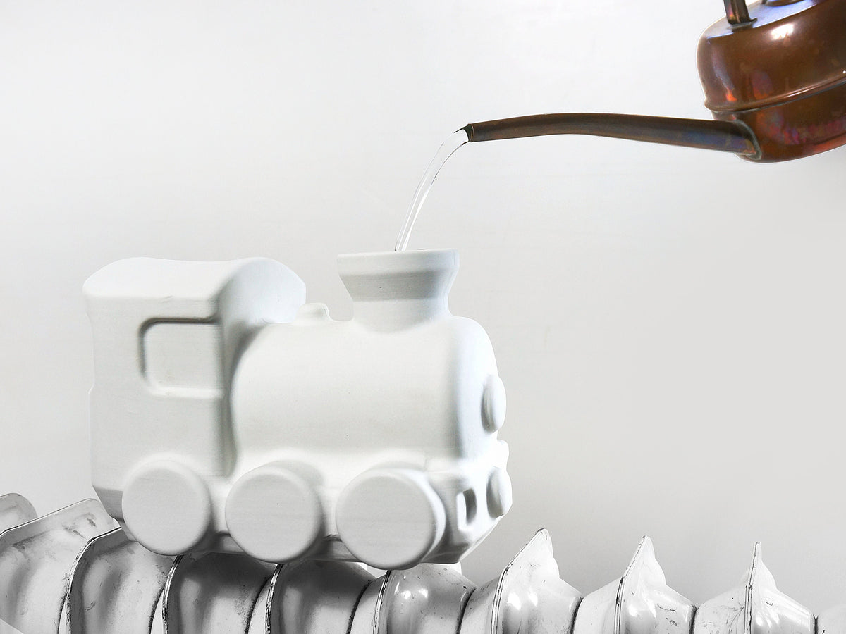 Steamy Train Humidifier - Matte White Porcelain Train - Radiator Decoration and Moisturizer