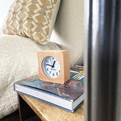Analog Alarm Clock, Silent, Real Wood, Snooze, Large Numbered Dial, Night Light, Gentle Alarm