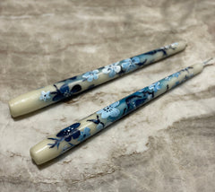 Chinoiserie Blue & White Hand Painted Candles