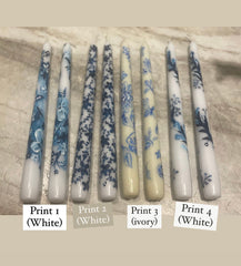 Chinoiserie Blue & White Hand Painted Candles