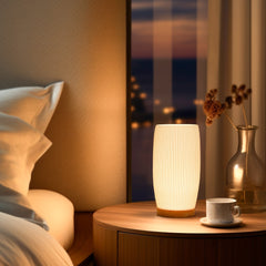 3D Printed Art Sculpture Lamp with Solid Wood Base