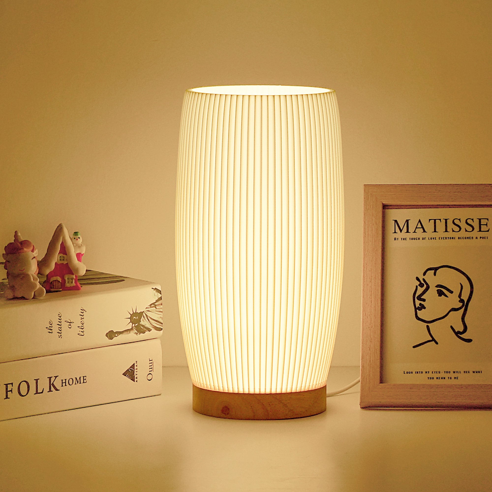 3D Printed Art Sculpture Lamp with Solid Wood Base