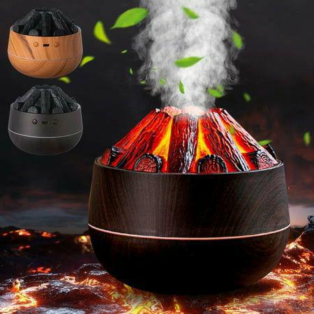 Charcoal Fire Aroma Diffuser, 300ML Cool Mist Humidifier with LED Night Light, Mini Desktop Aromatherapy Diffuser