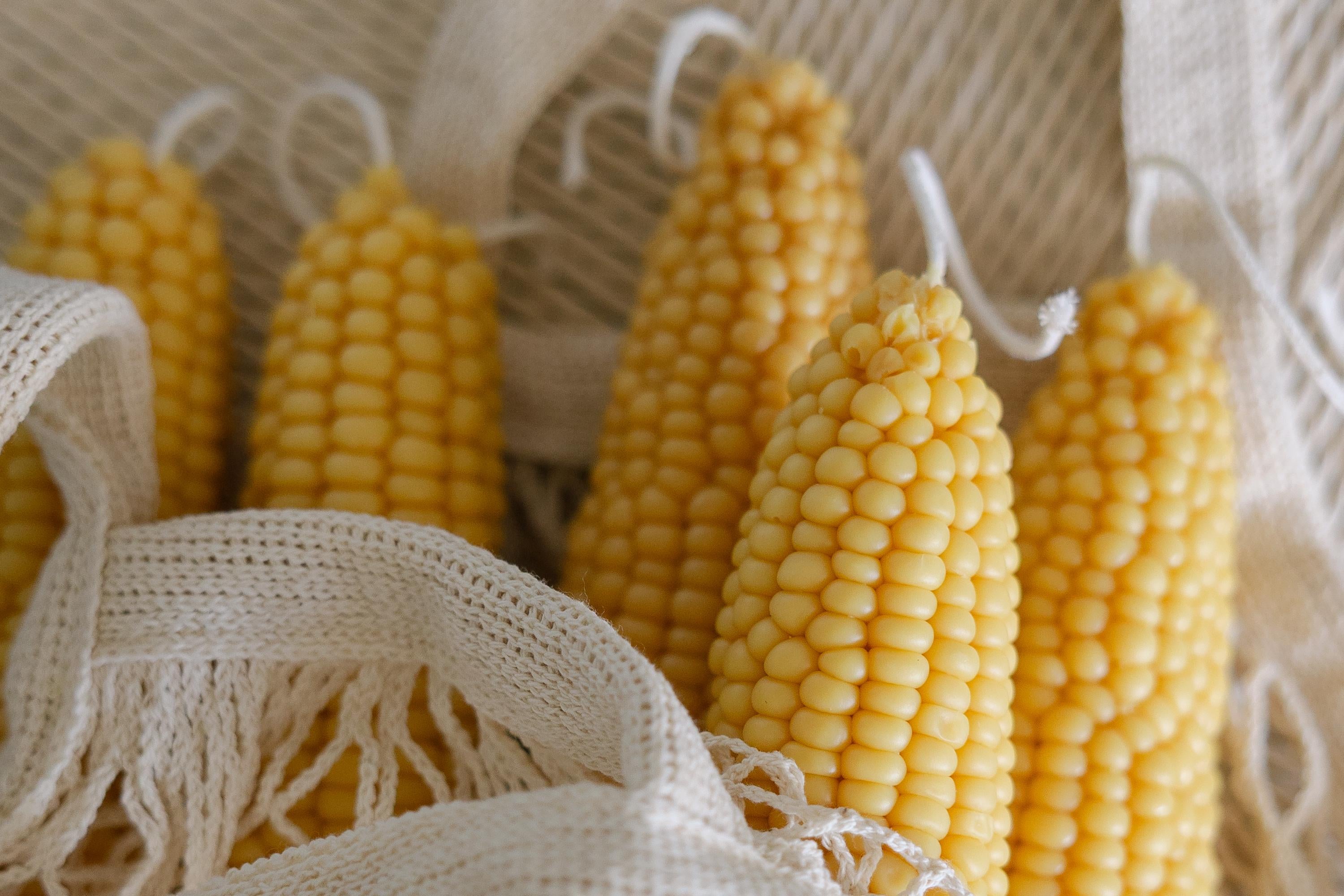 Corncob Shaped Pillar Candle for Fall Decor