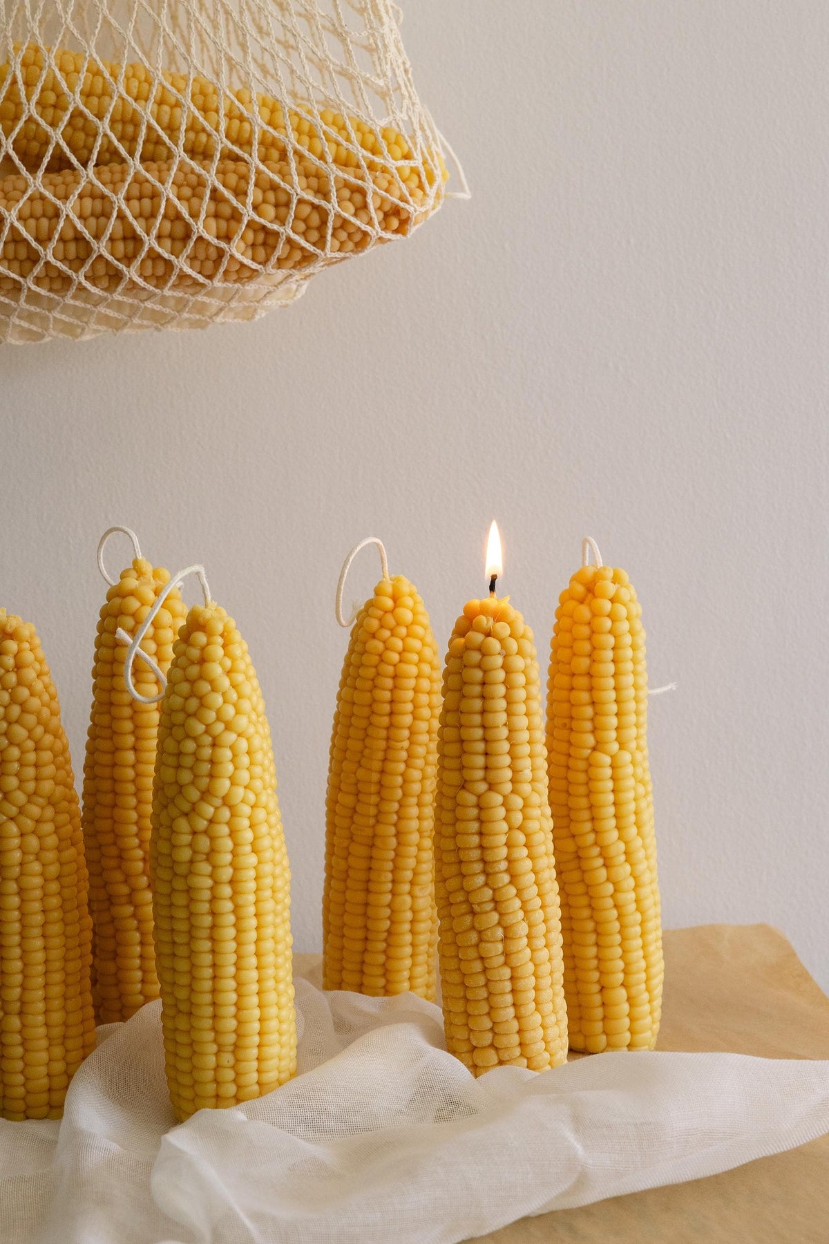 Corncob Shaped Pillar Candle for Fall Decor