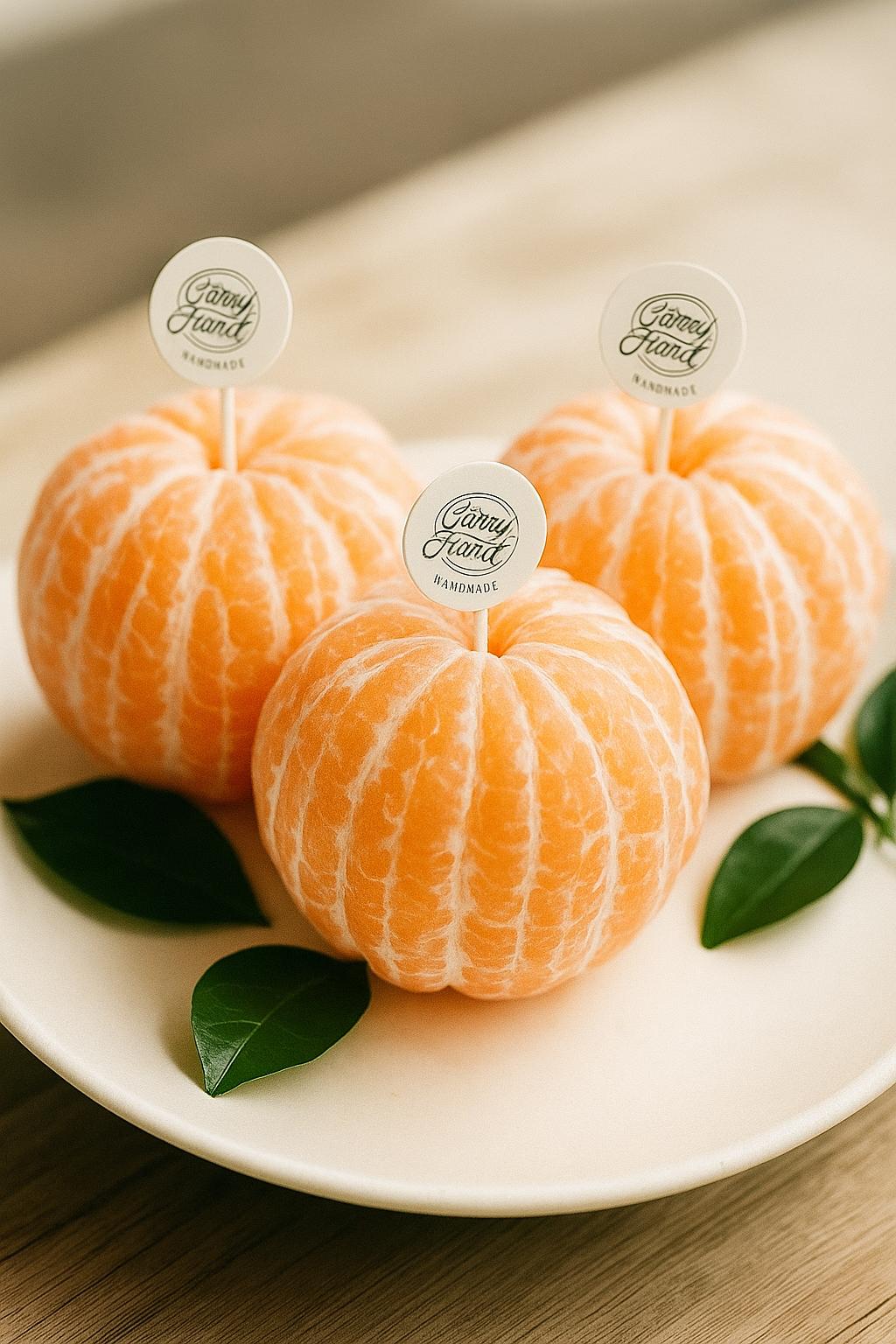 3-Piece Mandarin Candle Set, Peeled Tangerine Shaped Scented Candles