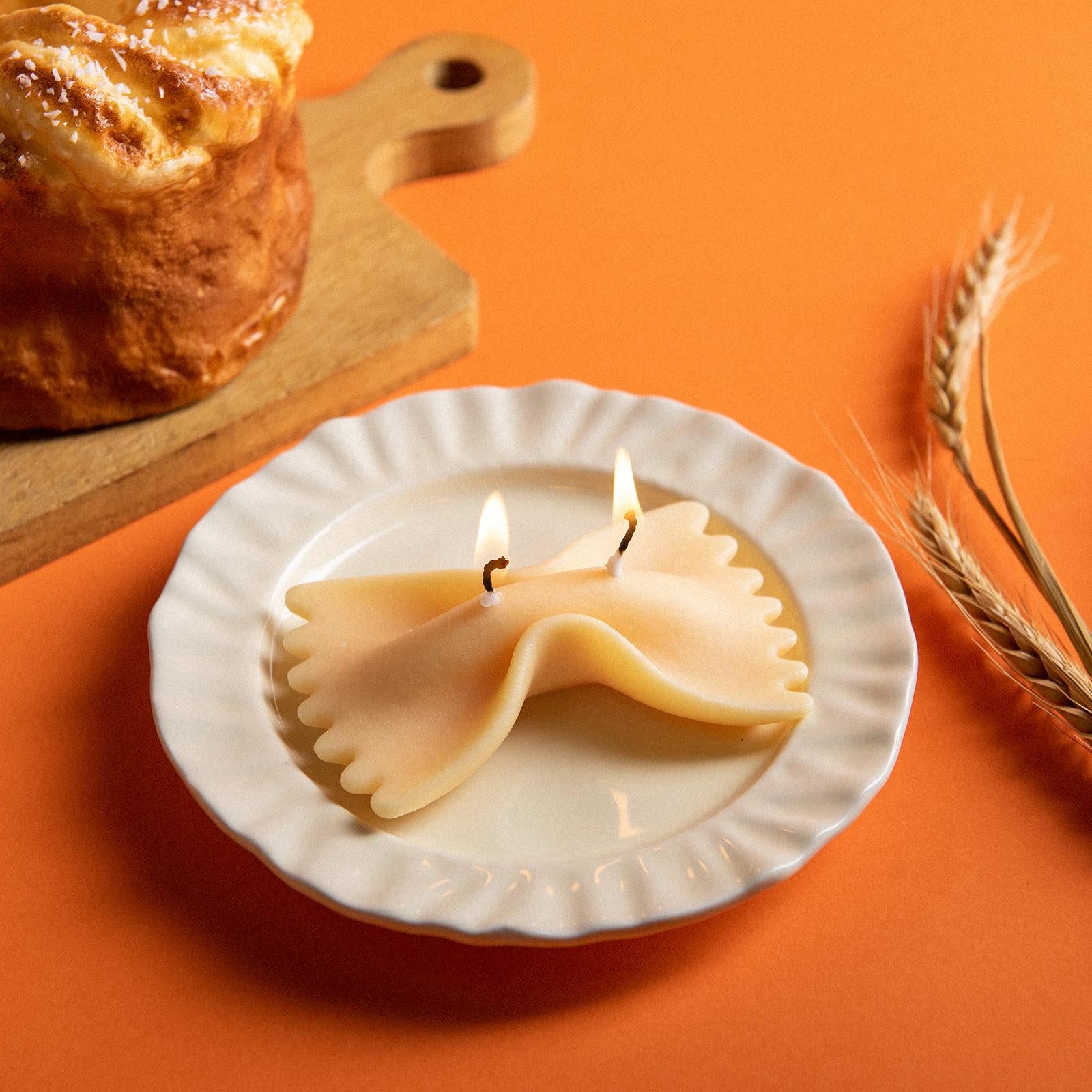 Farfella Ravioli Rigatoni Pasta Candle Set, Scented Novelty Food Shape Candle