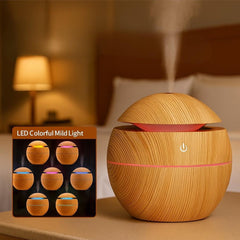 Wood Grain Essential Oil Diffuser with LED Lights