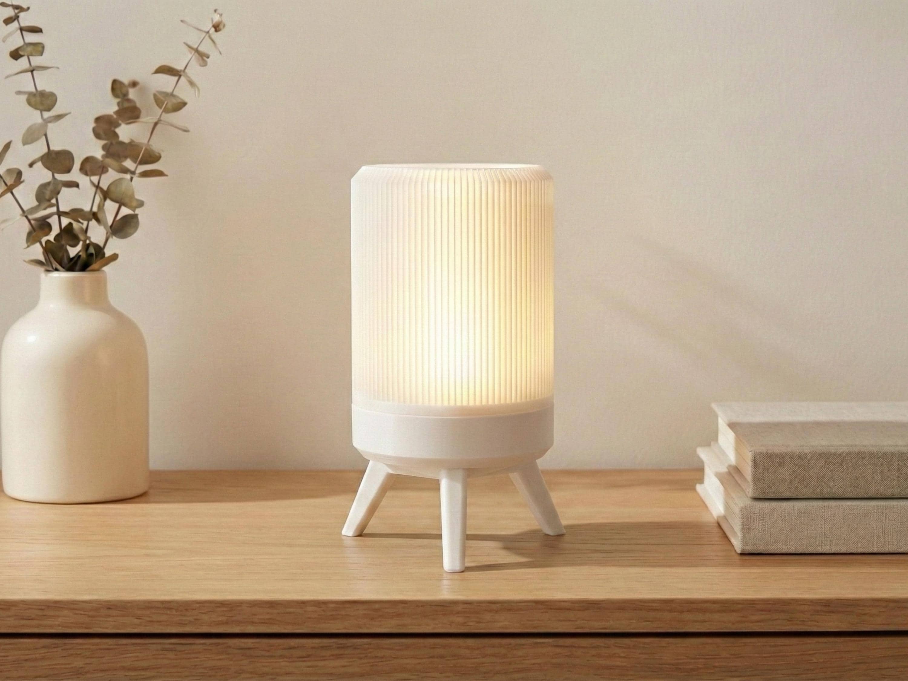 Small Modern Table Lamp – Minimalist Night Light for Bedroom, Living Room, or Office Decor