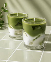 Realistic Matcha Latte Candle, Iced Drink Gift, Vanilla Cream Scent, Gel Wax Cubes