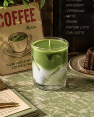 Realistic Matcha Latte Candle, Iced Drink Gift, Vanilla Cream Scent, Gel Wax Cubes