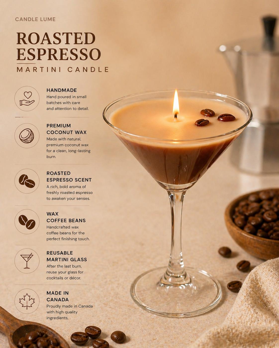 Espresso Martini Candle: Coffee Scented Candle in Martini Glass