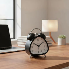 Retro Double Bell Alarm Clock, Silent Analog Metal Desk Clock with Night Light, Vintage Home Office Table Decor, Classic Desktop Timepiece