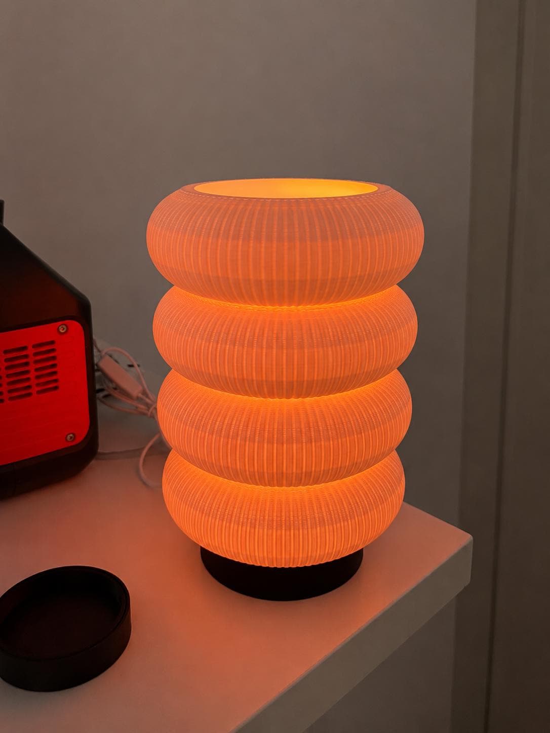 Halo Lamp | Modern Ambient Table Lamp | RGB LED Mood Light | Ribbed Accent Lamp | Nightstand Lamp | 3D Printed Home Decor