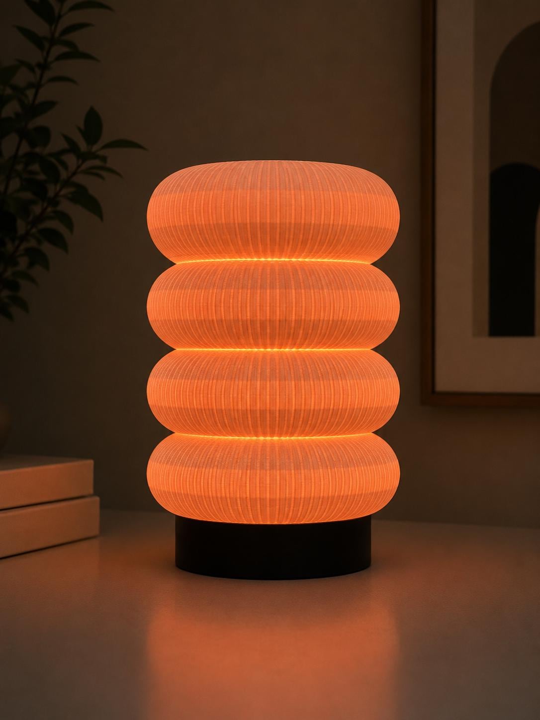 Halo Lamp | Modern Ambient Table Lamp | RGB LED Mood Light | Ribbed Accent Lamp | Nightstand Lamp | 3D Printed Home Decor