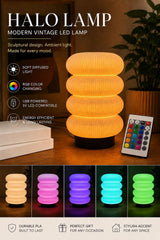 Halo Lamp | Modern Ambient Table Lamp | RGB LED Mood Light | Ribbed Accent Lamp | Nightstand Lamp | 3D Printed Home Decor