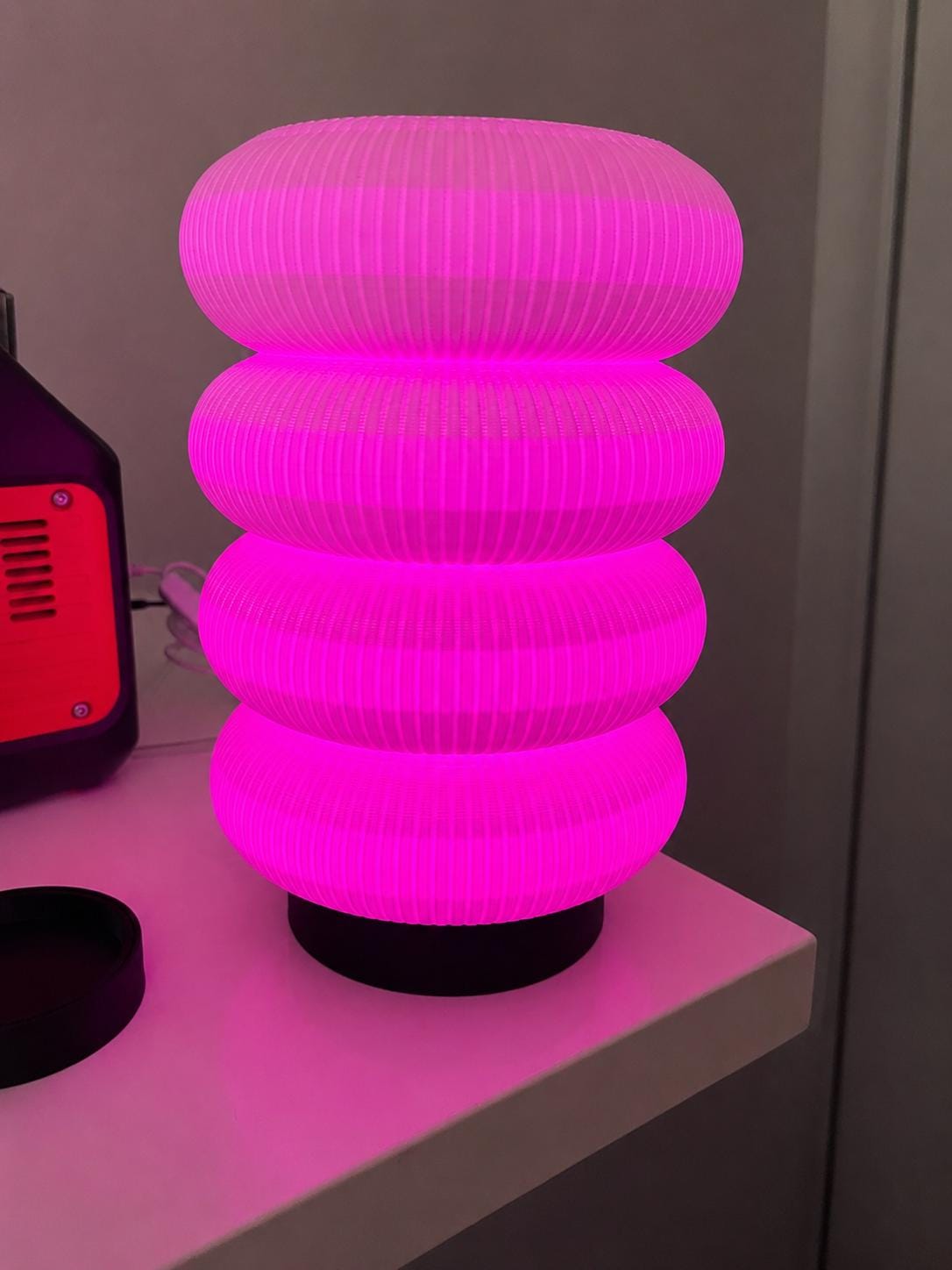 Halo Lamp | Modern Ambient Table Lamp | RGB LED Mood Light | Ribbed Accent Lamp | Nightstand Lamp | 3D Printed Home Decor