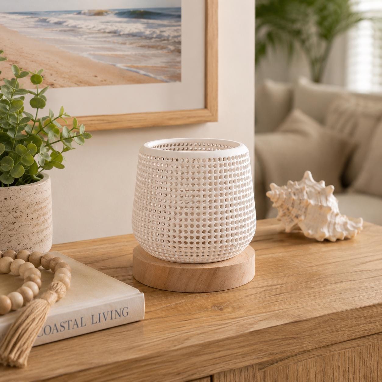 Small Minimalist Bedside Lamp, Modern Wood Base Accent Light, Soft Warm LED Table Lamp