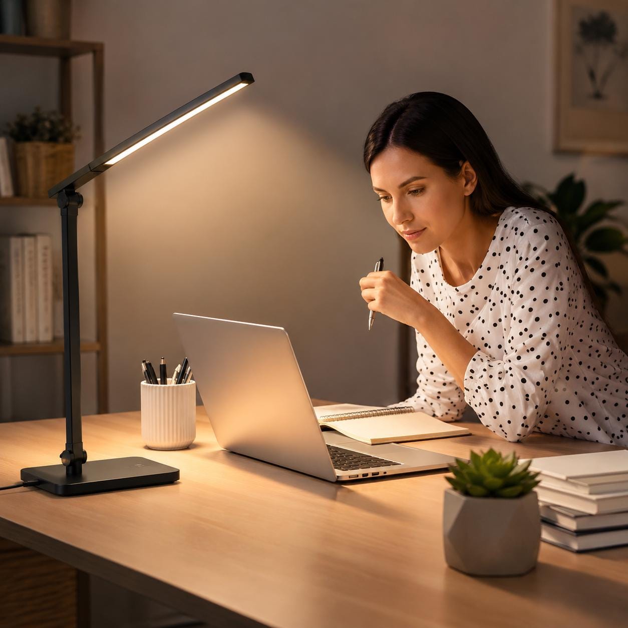 Double Head LED Desk Lamp – Adjustable Eye-Caring Office Light